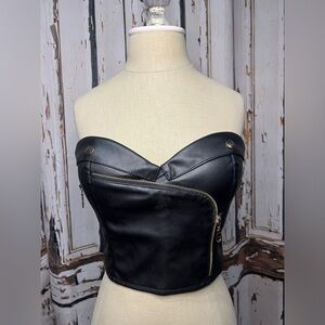 Say What? Black Leather Bustier